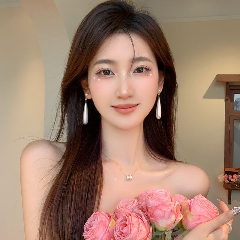 「法式優雅美學」耳夾純銀耳釘無耳洞水滴珍珠耳環女小眾設計感