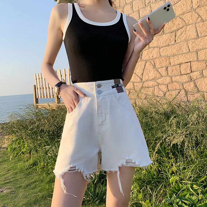高腰牛仔短褲女2023新款夏顯瘦闊腿寬鬆a字外穿熱褲潮ins夏天薄款