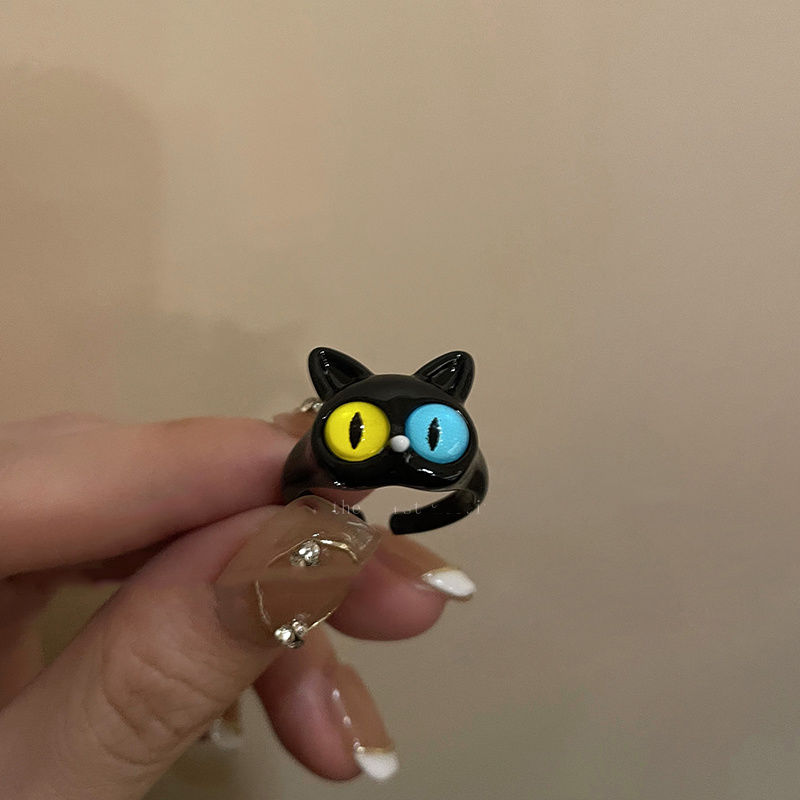 Childlike kawaii cute cat funny fun ring female ins opening couple bestie index finger ring temperament