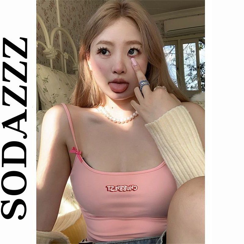 法式純欲外穿甜辣風粉色小吊帶背心女夏季辣妹穿搭短款無袖上衣