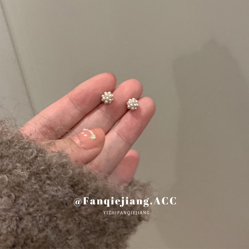 純銀耳釘睡覺不用摘的迷你mini珍珠小耳環女可愛簡約通勤925銀針