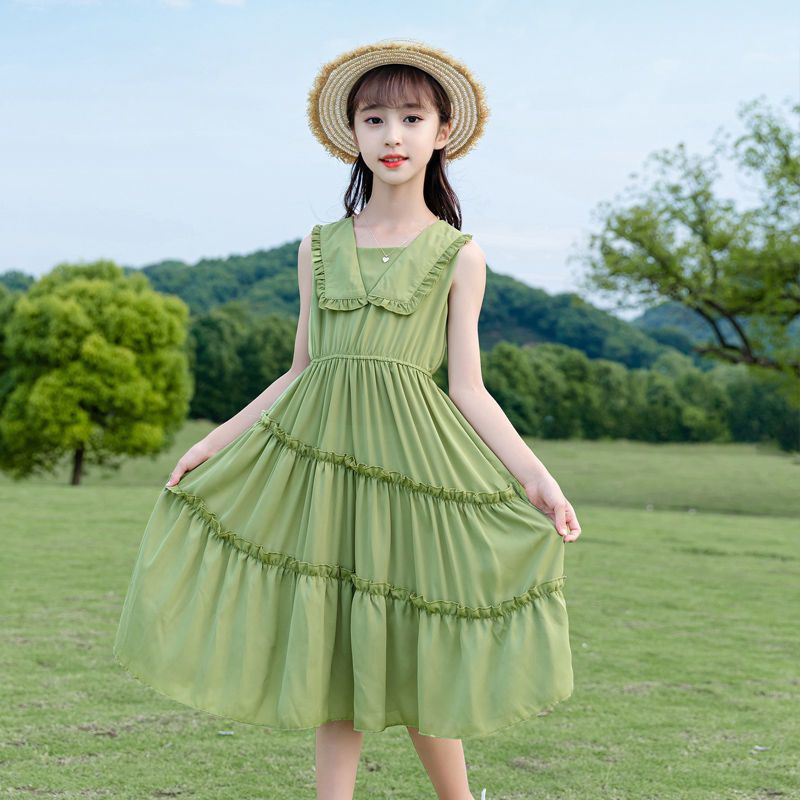 童装女童夏装连衣裙2023新款韩版洋气裙子中大童儿童夏季过膝长裙