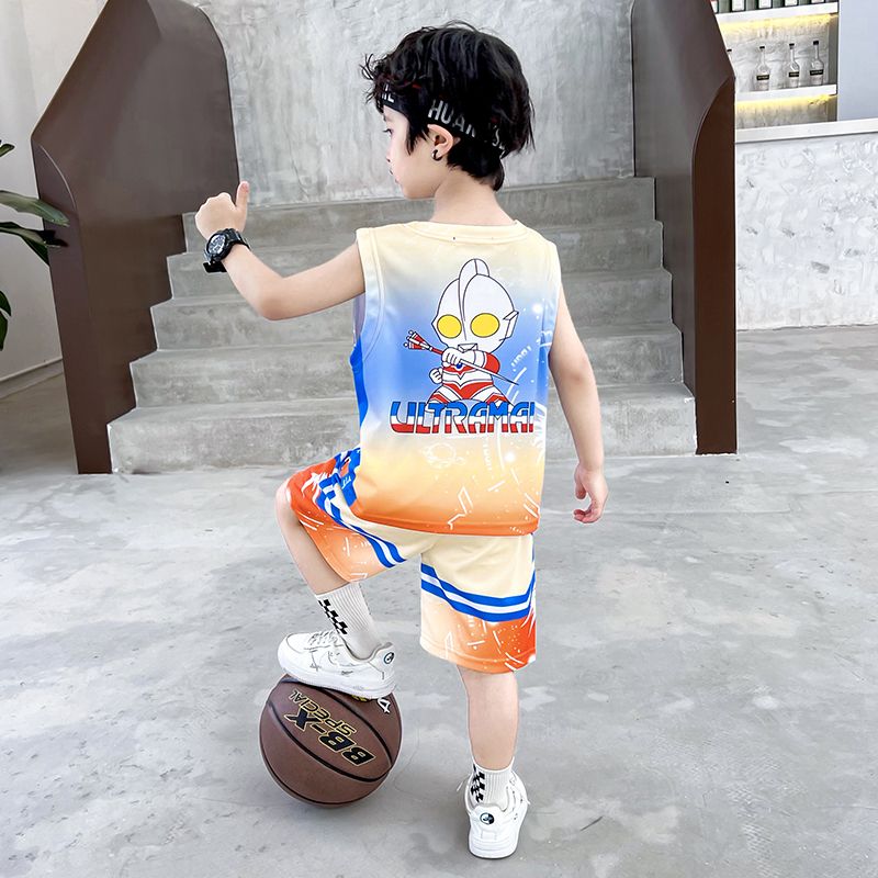 男童篮球服速干套装2023新款夏季背心奥特曼发光衣服宝宝运动帅潮