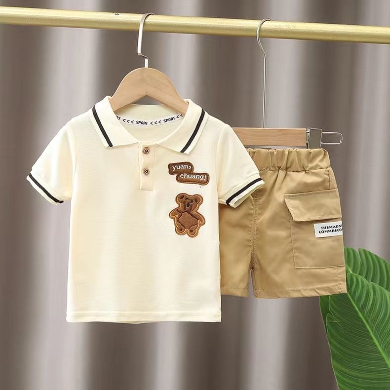 Children's clothing boys short-sleeved suit  new fashionable summer baby summer fashionable and handsome summer clothes trendy