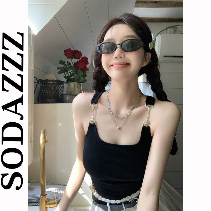 外穿無袖短款黑色吊帶背心女夏季辣妹網紅別致設計感修身打底上衣