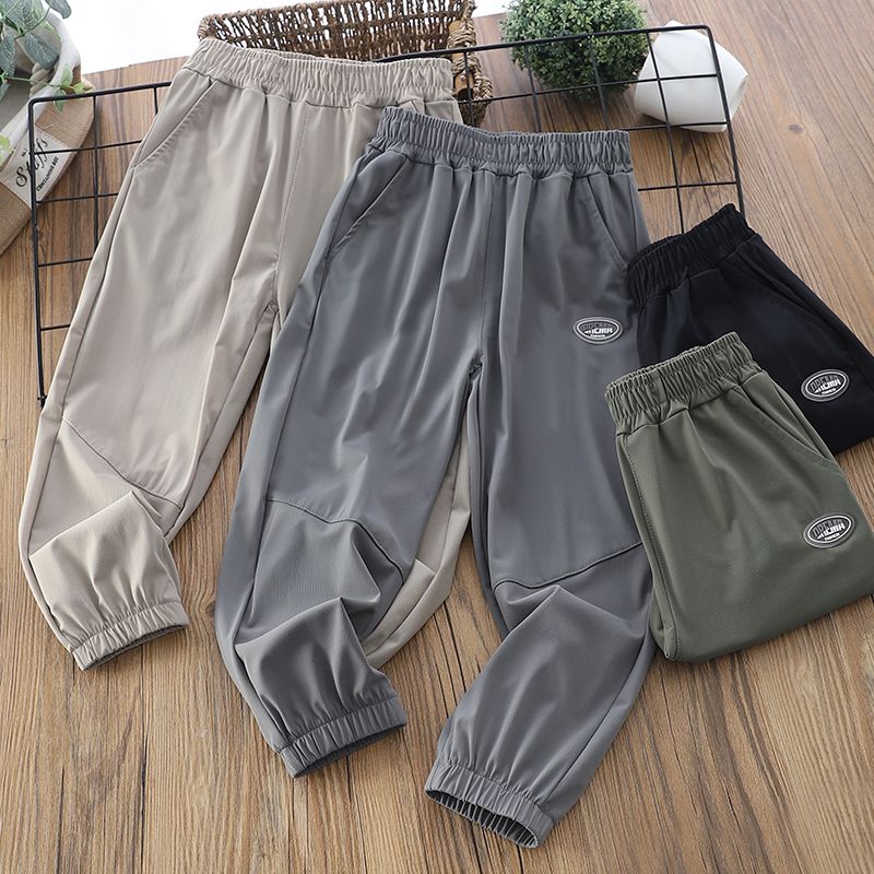 Boys' Ice Silk Quick-drying Pants Summer Thin Children's Pants Middle and Large Children's Anti-mosquito Pants Sports Pants Long Pants
