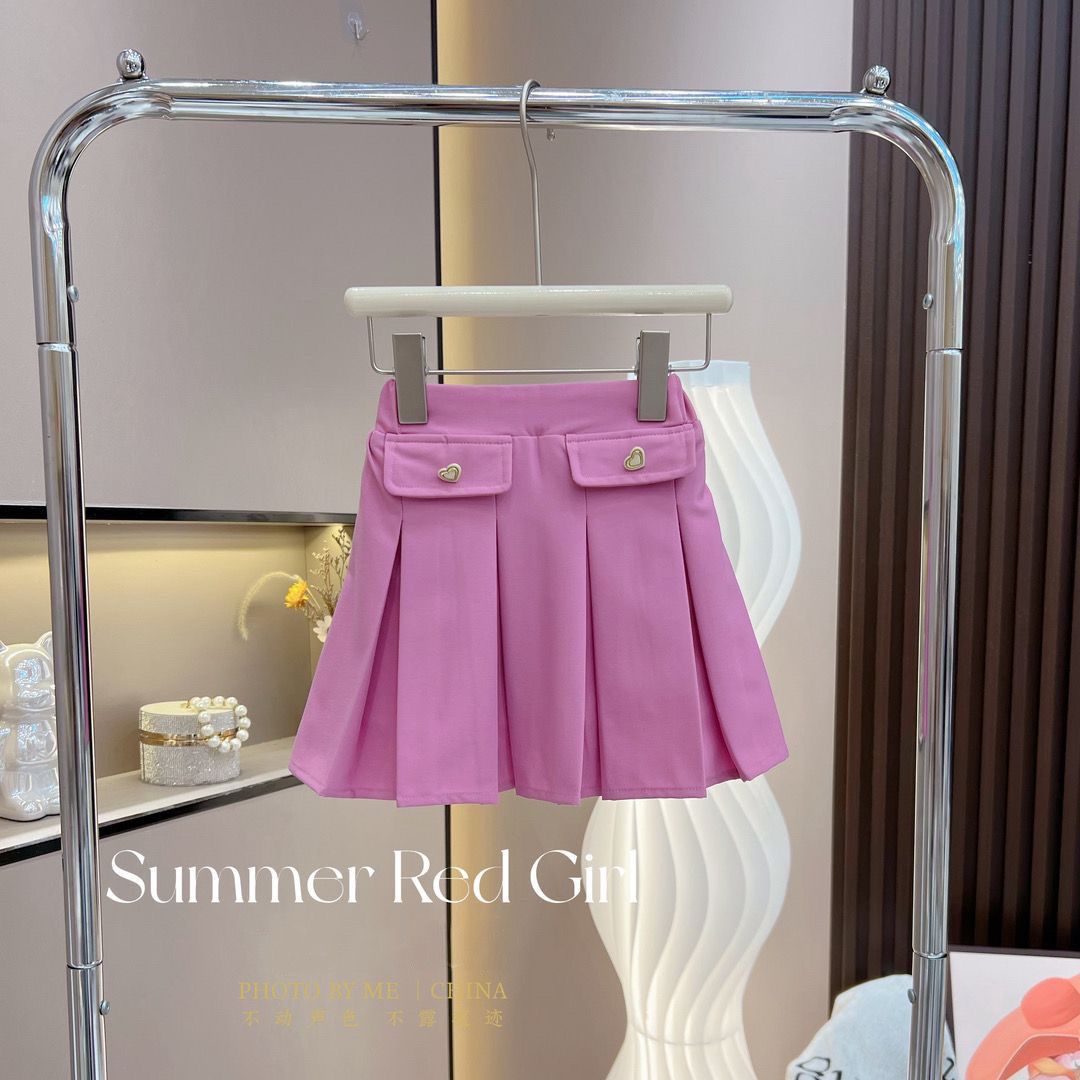 Girls summer suit  new internet celebrity medium and large children's style Korean version sleeveless vest pleated skirt two-piece set