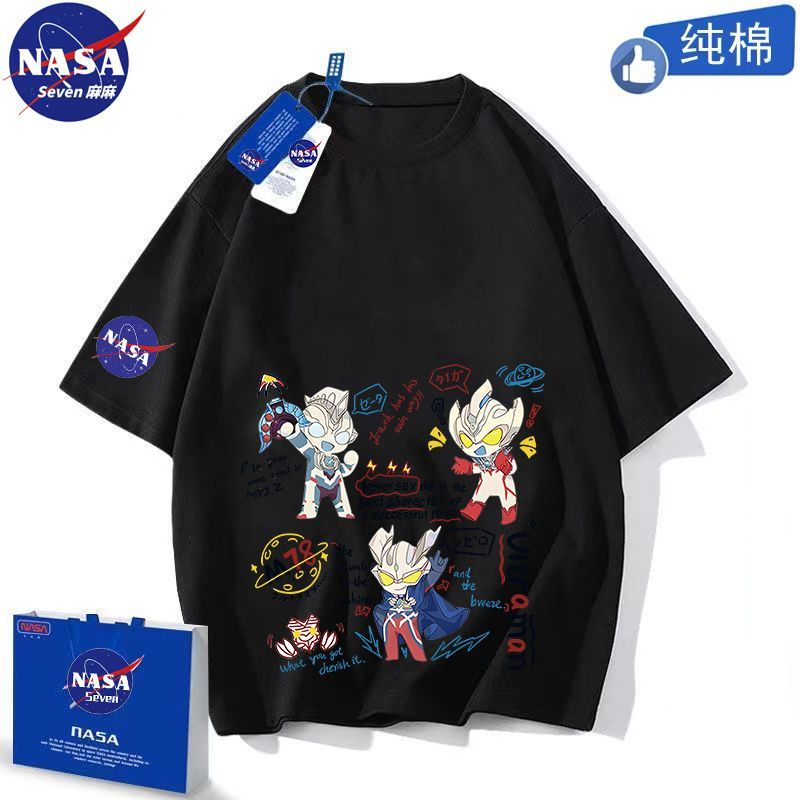 NASA联名卡通奥特曼衣服儿童夏季纯棉T恤男孩超人打怪兽透气短袖