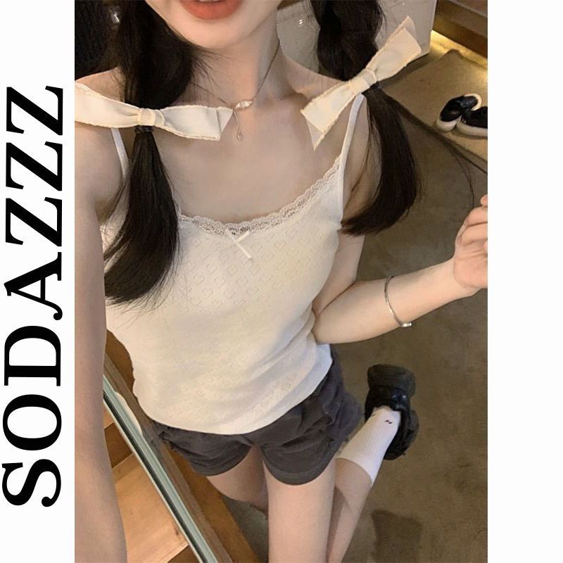 SODAZZZ蕾丝边吊带背心女装春夏新款纯欲风短款修身显瘦上衣