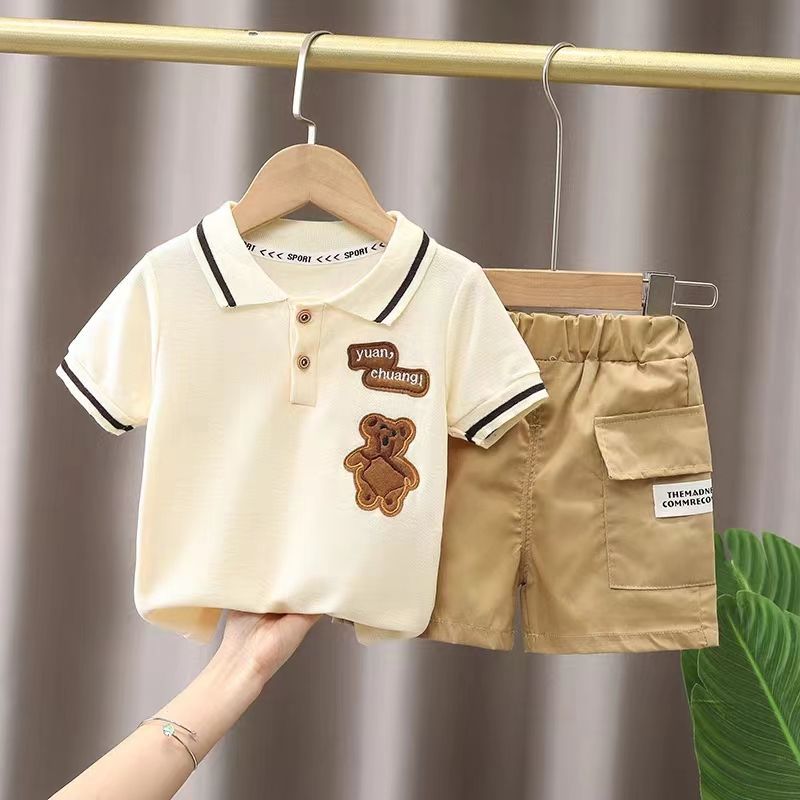 Children's clothing boys short-sleeved suit 2023 new fashionable summer baby summer fashionable and handsome summer clothes trendy