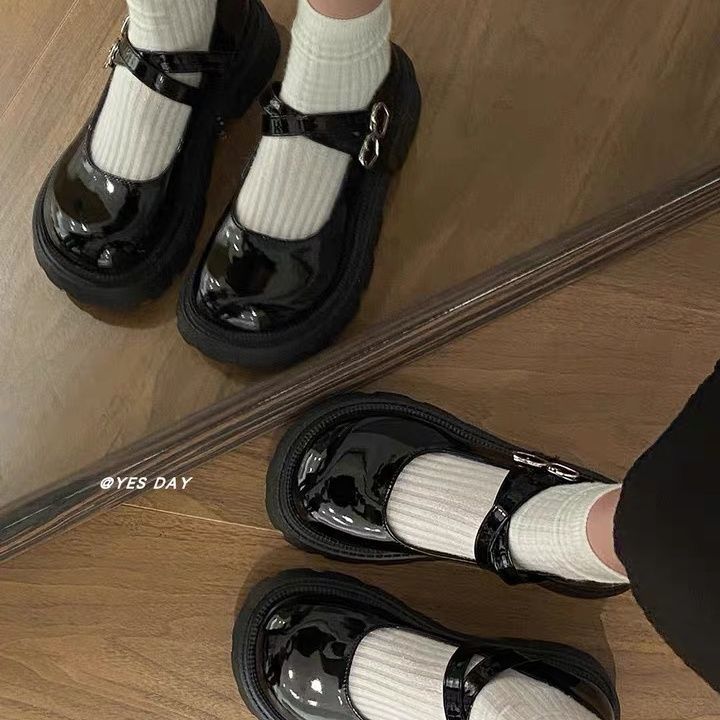 YesDay日系jk百搭學院風配裙子圓頭厚底瑪麗珍小皮鞋女2023春季新