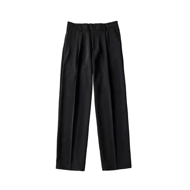 Korean style slim fit suit trousers for men, black straight casual trousers, spring and summer yuppie men's wear, slightly mature trousers