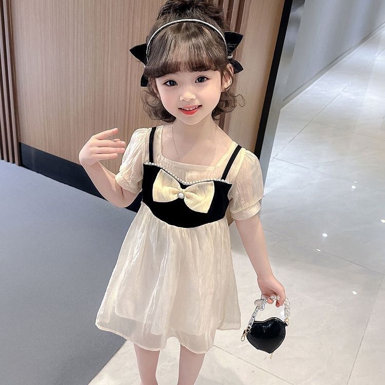 Girls dress children's new short-sleeved cute and sweet princess dress baby girl dress thin summer dress fashionable