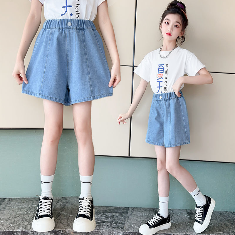 女童牛仔短褲夏裝女孩夏季薄款褲子外穿洋氣夏款大童裙褲兒童褲裙
