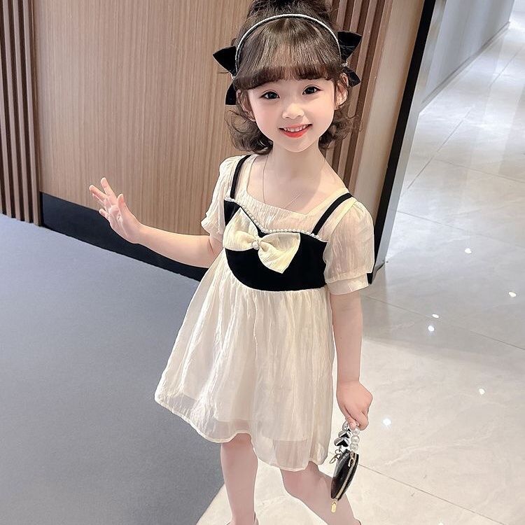 Girls dress children's new short-sleeved cute and sweet princess dress baby girl dress thin summer dress fashionable