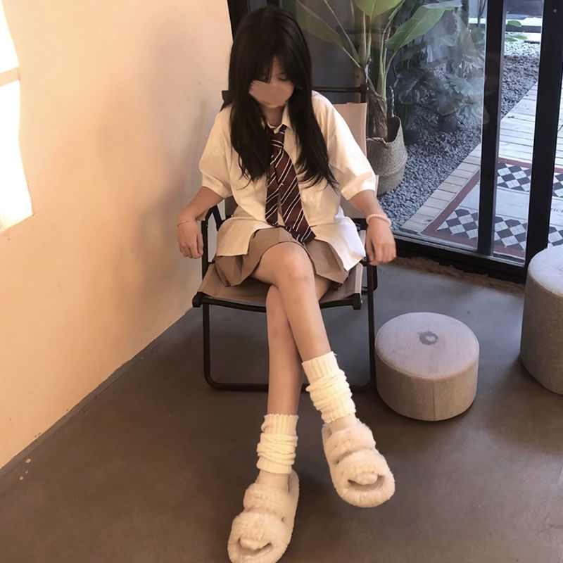 學院風套裝jk制服基礎款襯衫日系學院風上衣甜美寬鬆百搭短袖襯衣
