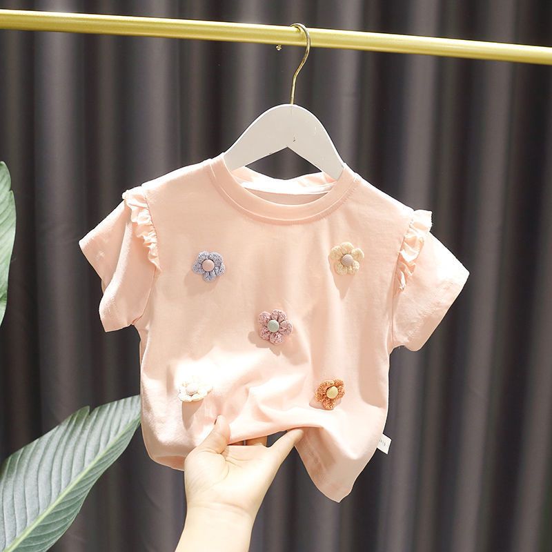 女童短袖t恤2023洋气新款薄款儿童夏装宝宝夏装上衣婴儿小童半袖