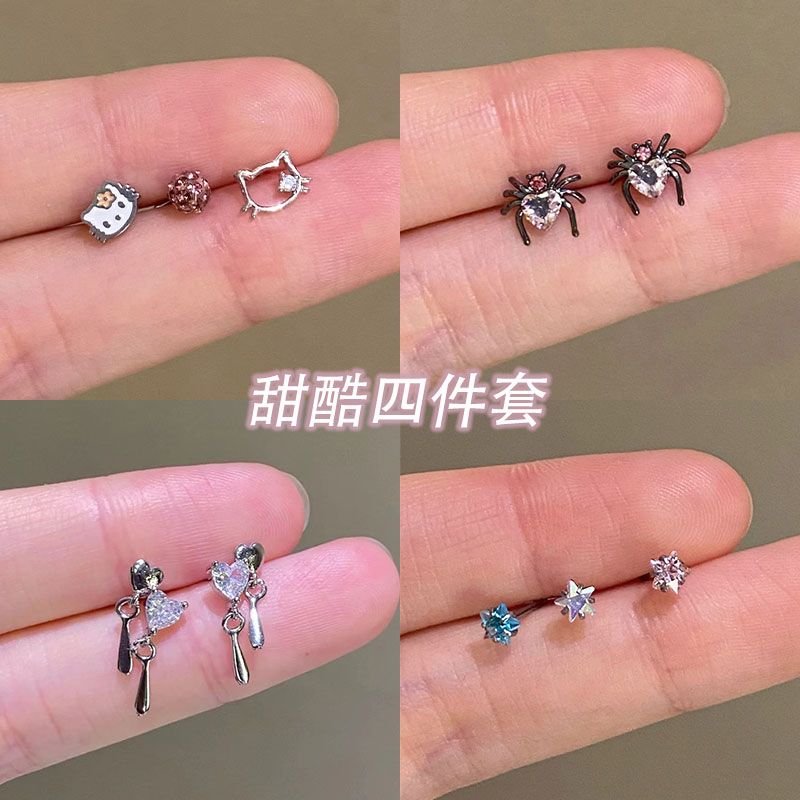 小紅書同款可愛貓咪耳骨釘甜酷高級感冷淡個性耳蝸釘耳釘