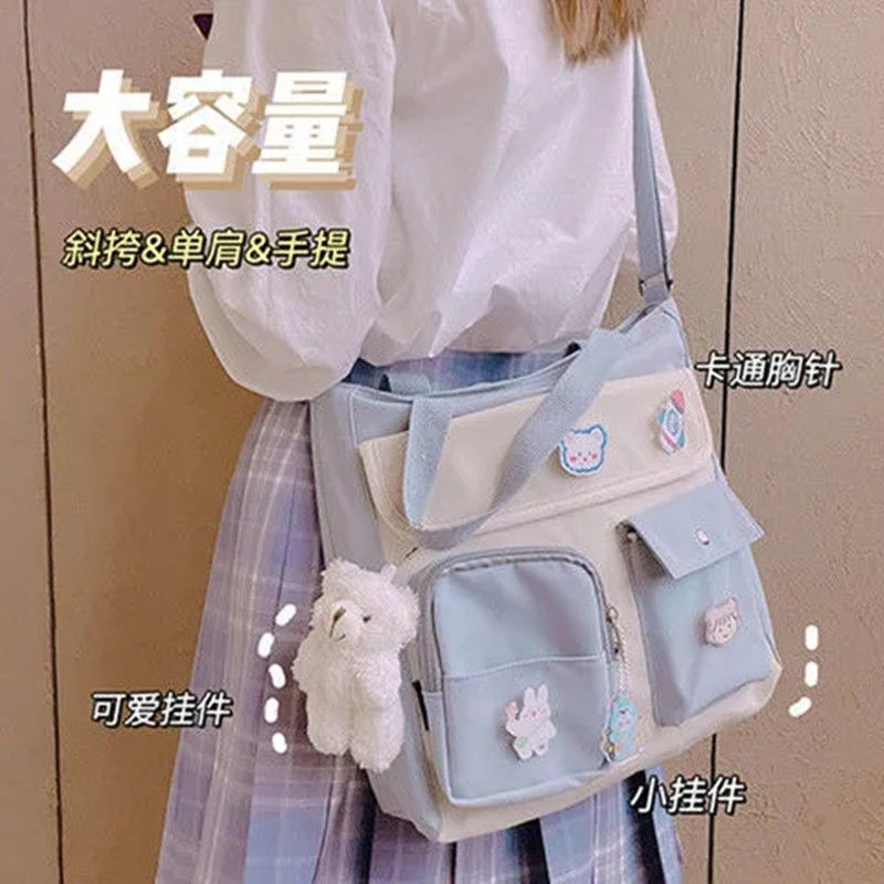 ins日系帆布包包女2023新款學生百搭大容量原宿ulzzang單肩斜挎