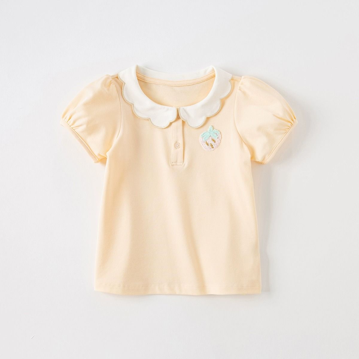 Children's T-shirt 2023 summer new style girls POLO shirt for small and medium-sized children baby doll collar fashionable thin top 1-3 years old