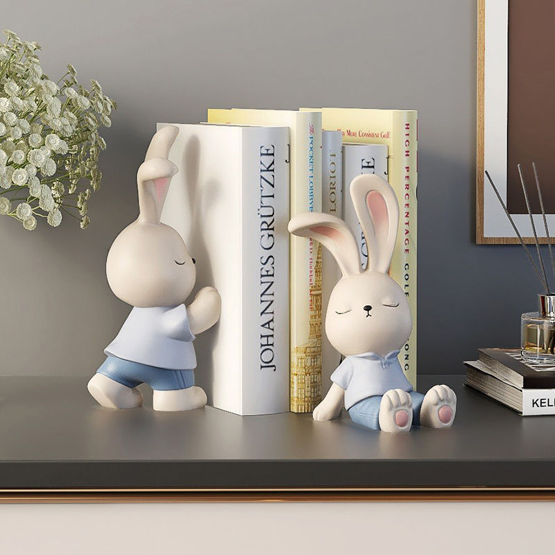 棕榈树兔子创意书档摆件客厅办公室家居装饰品儿童房书立手办礼物