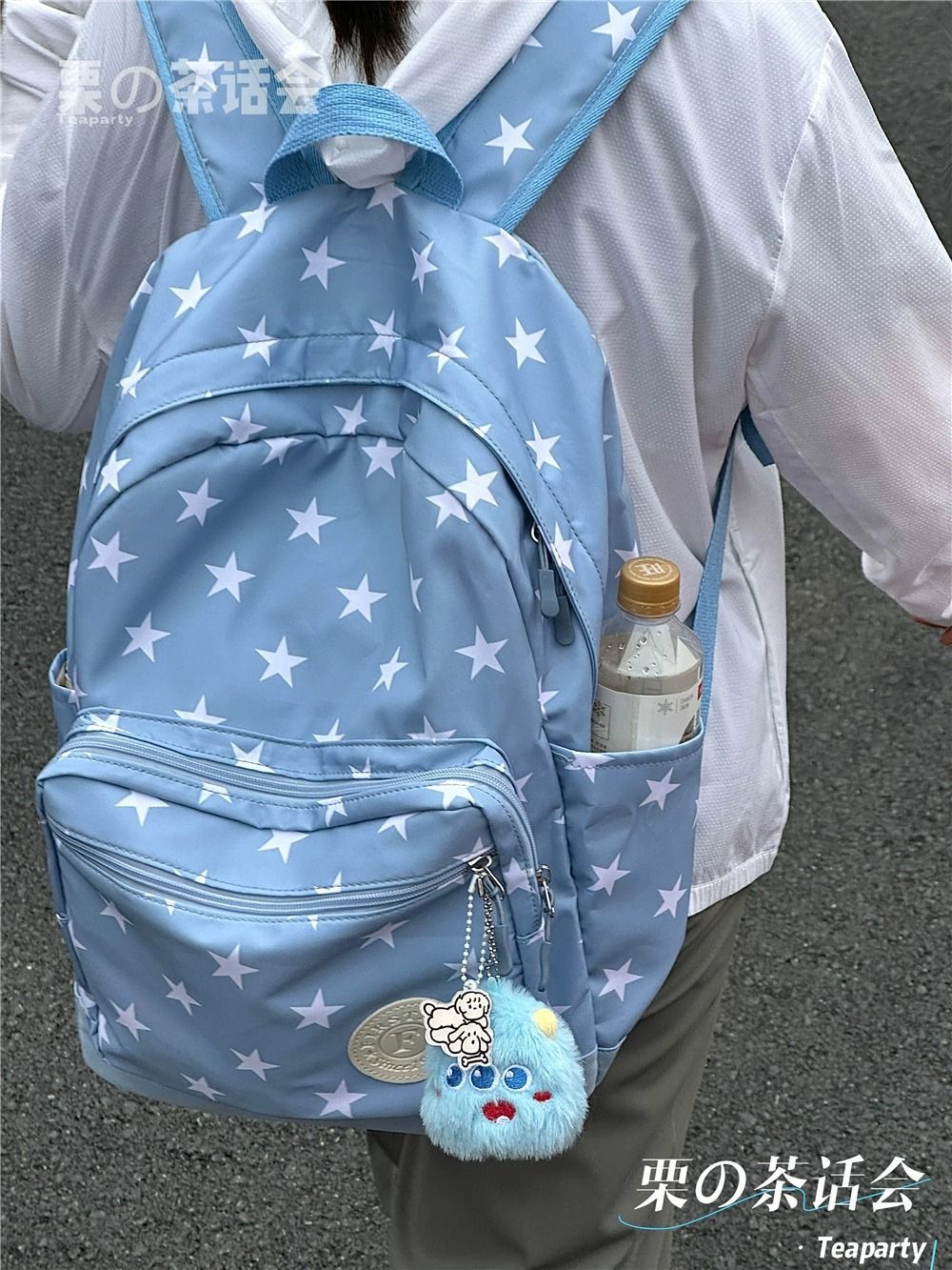 霧霾藍書包女 日系ins風大容量高中學生初中生雙肩包電腦旅行背包