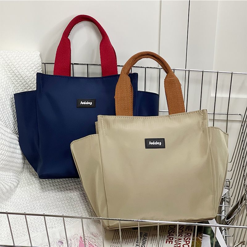 Forest style contrasting color women's handbag Korean style high-looking lightweight handbag small tote bag lazy style work canvas bag