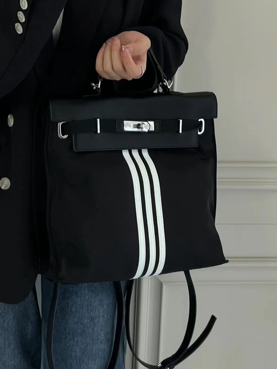 凯莉帆布包双肩包包女2023新款大容尼龙布多功能背包休闲旅行包