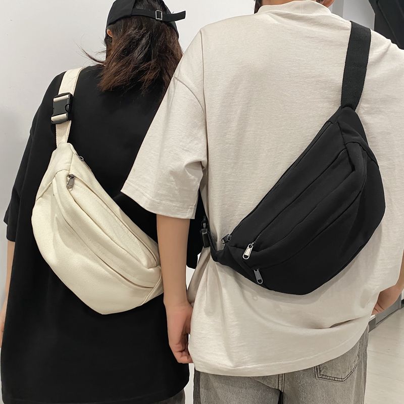 帆布小包斜挎包女港風學生韓版休閒日系胸包男慵懶風ins運動腰包