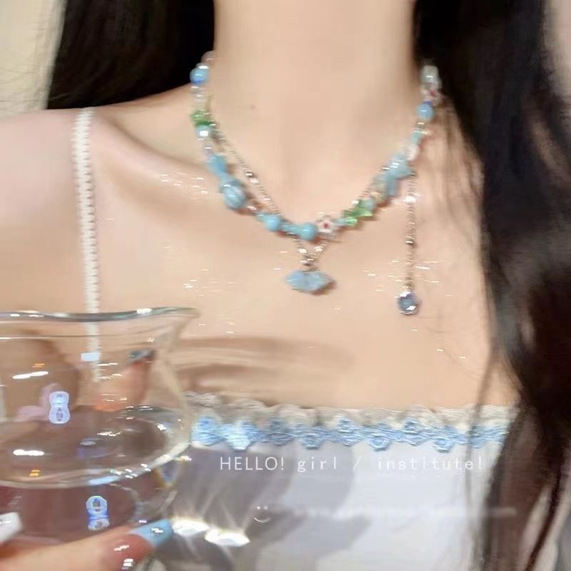 兩隻KIKI【海鹽氣泡】原創甜美手工串珠項鍊小眾森系夏日項鍊手鍊