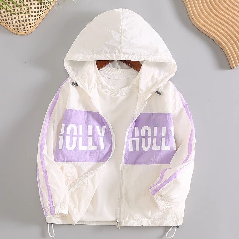 Girls' sun protection clothing, summer thin clothing for middle and older children, fashionable skin clothing, fashionable brand girls' soft jacket