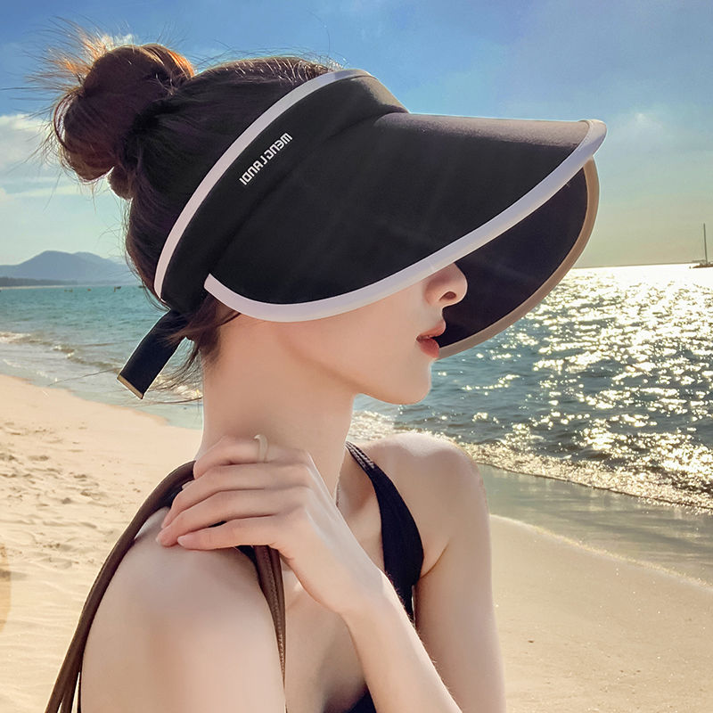 Empty top sun protection hat for women in summer with UV protection and enlarged brim for cycling windproof peach heart sunshade face sun hat