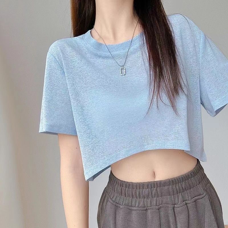 Ice silk knit blouse women's outer half short-sleeved t-shirt loose sunscreen air-conditioning shirt design sense black top summer