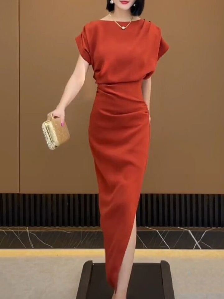 高級感時尚修身連衣裙2023夏季新款高檔收腰顯瘦氣質包臀裙子長款