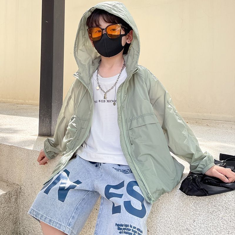 2023 Summer Boys' Sun Protection Thin Jacket UV Protection Medium and Big Boys Korean Style Trendy Loose Top