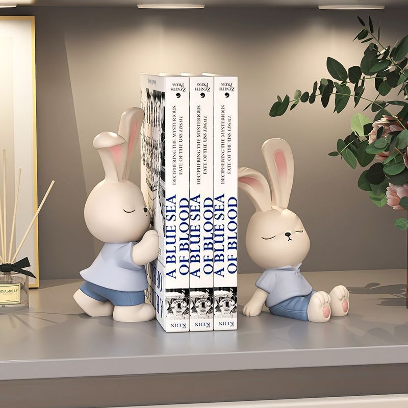 棕榈树兔子创意书档摆件客厅办公室家居装饰品儿童房书立手办礼物