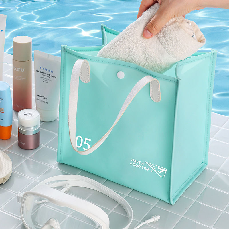 New women's cosmetic bag PVC waterproof storage bag swimming toiletry bag simple candy color waterproof beach bag