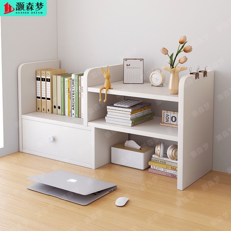 书架桌面置物架办公室书桌收纳架子家用可伸缩转角架宿舍小型书柜
