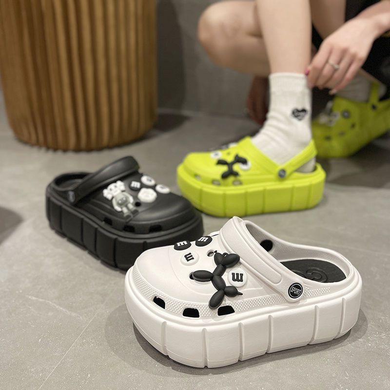 High-looking Croc Shoes Women's Summer Ins Outerwear Fashionable and Versatile Non-Slip Anti-odor Increased Thick-soled Baotou Sandals