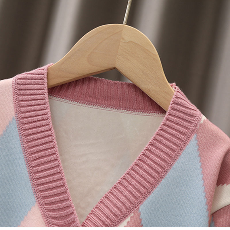 女童秋装毛衣开衫新款2023韩版洋气儿童针织衫中童装长袖上衣外套