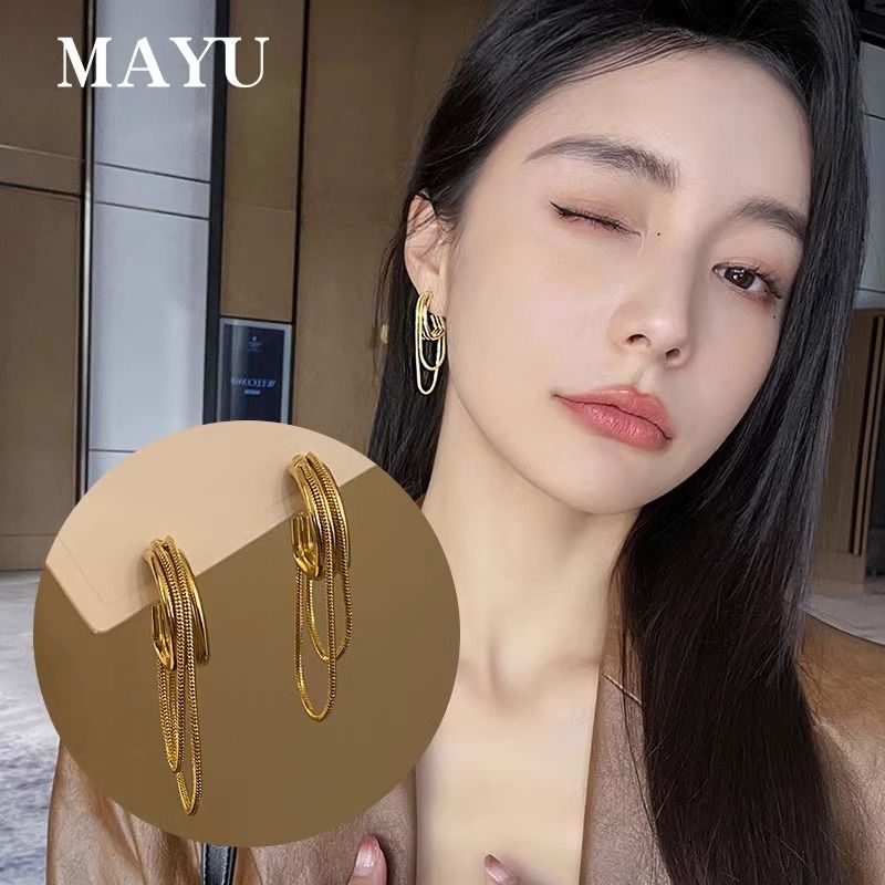 輕奢高級感流蘇耳環女小眾設計氣質耳釘2023年新款潮誇張個性耳飾