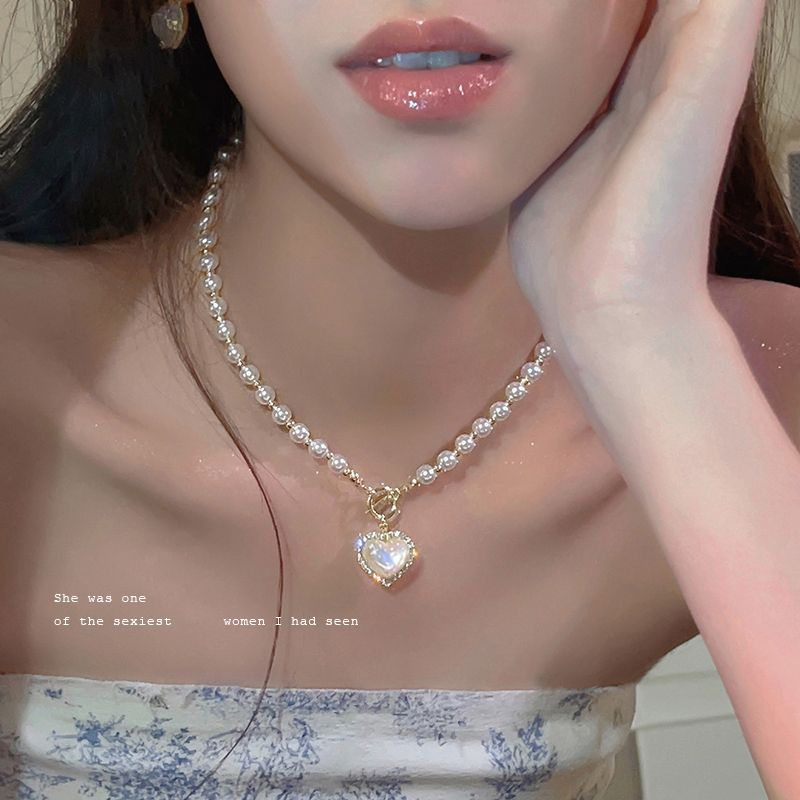 珍珠項鍊女輕奢愛心2023年新款潮小眾設計感鎖骨鏈高級感氣質頸鏈