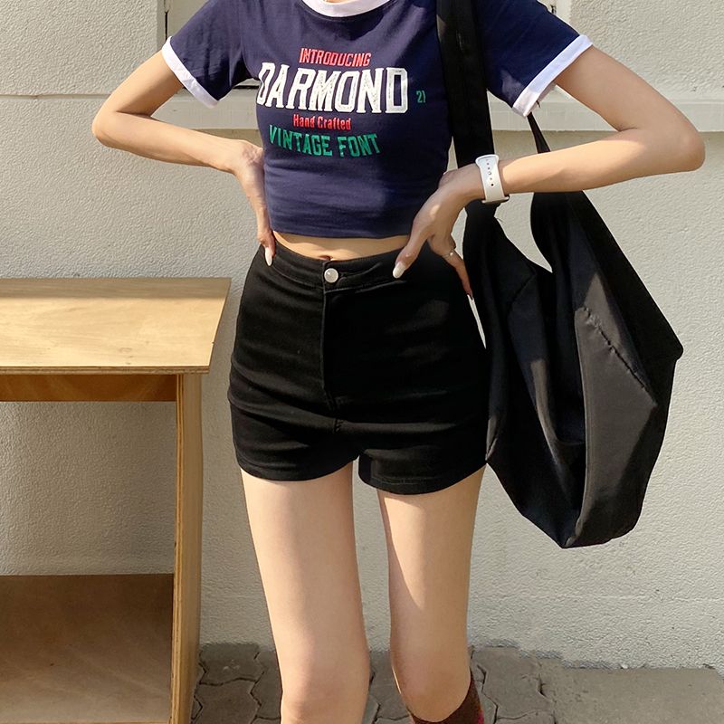 休閒緊身彈力百搭美式高街韓版辣妹牛仔短褲2023夏季新款包臀熱褲