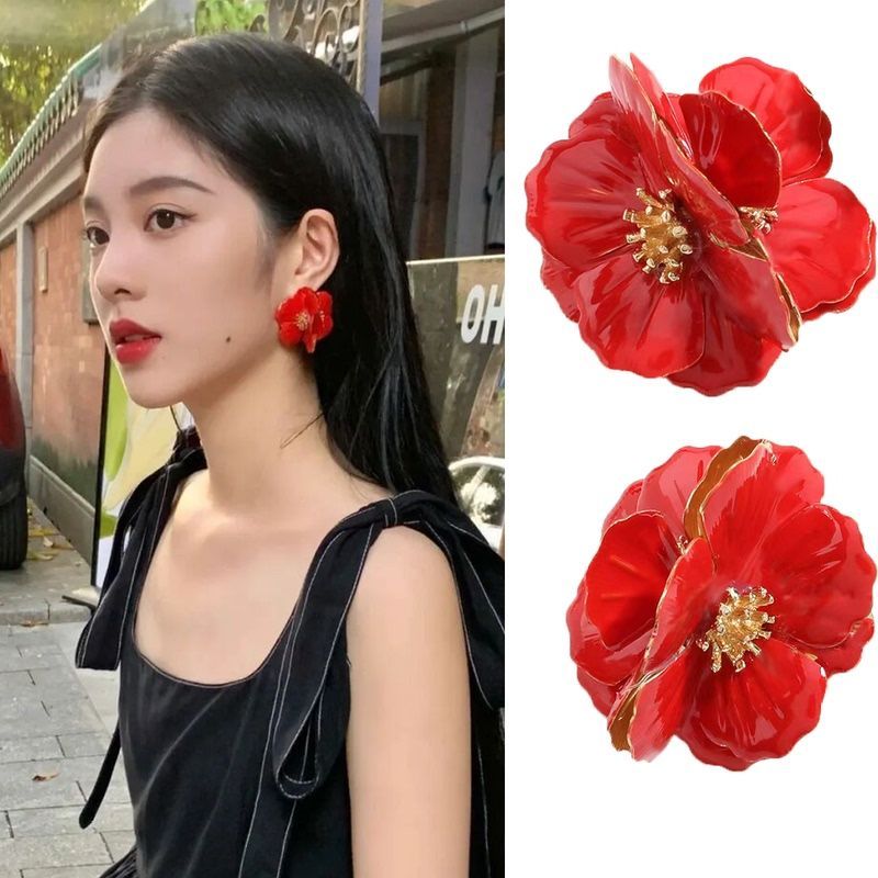 杨采钰同款白色花朵耳饰法式耳环夏季女小众设计感高级年新款