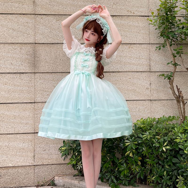 [Thousand-layer waltz] Korean mushroom cool in stock ~ original design Lolita dress sweet jsk suspender dress