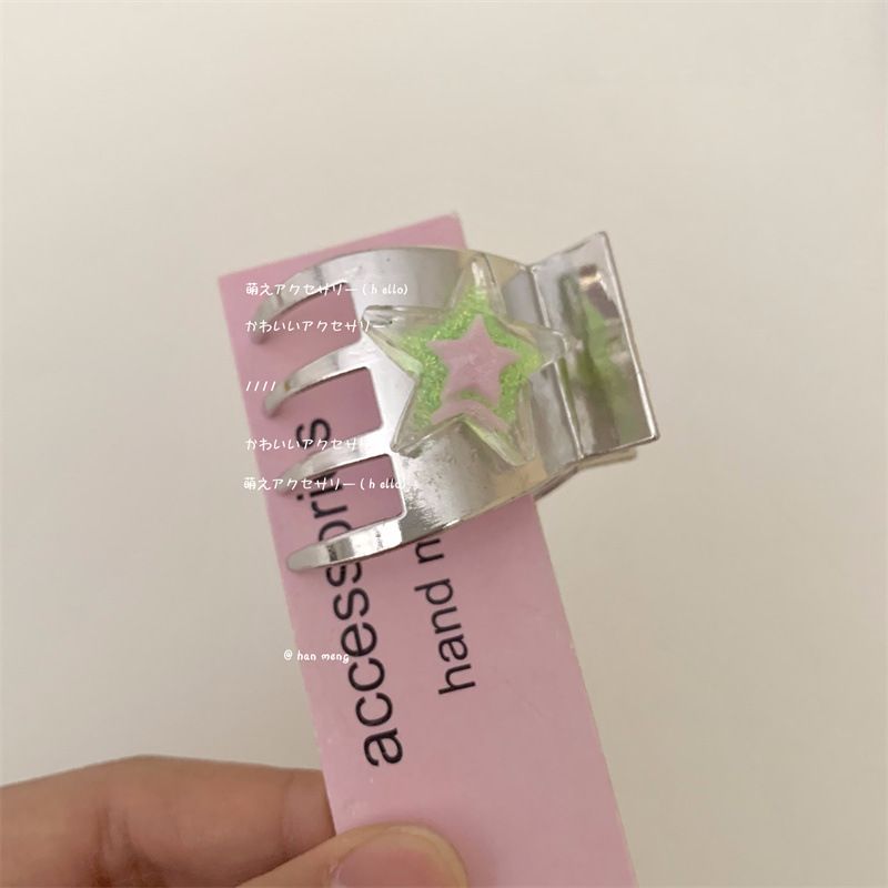 Korean version of the new colorful star hair clip hair accessory y2k dopamine girl colorful hair clip high ponytail shark clip