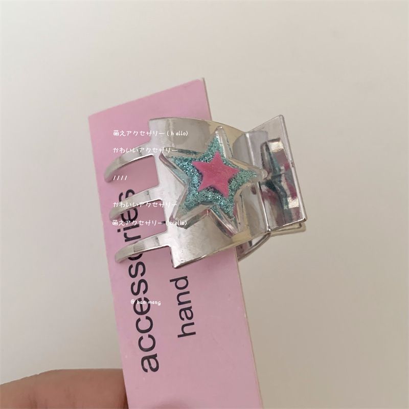 Korean version of the new colorful star hair clip hair accessory y2k dopamine girl colorful hair clip high ponytail shark clip