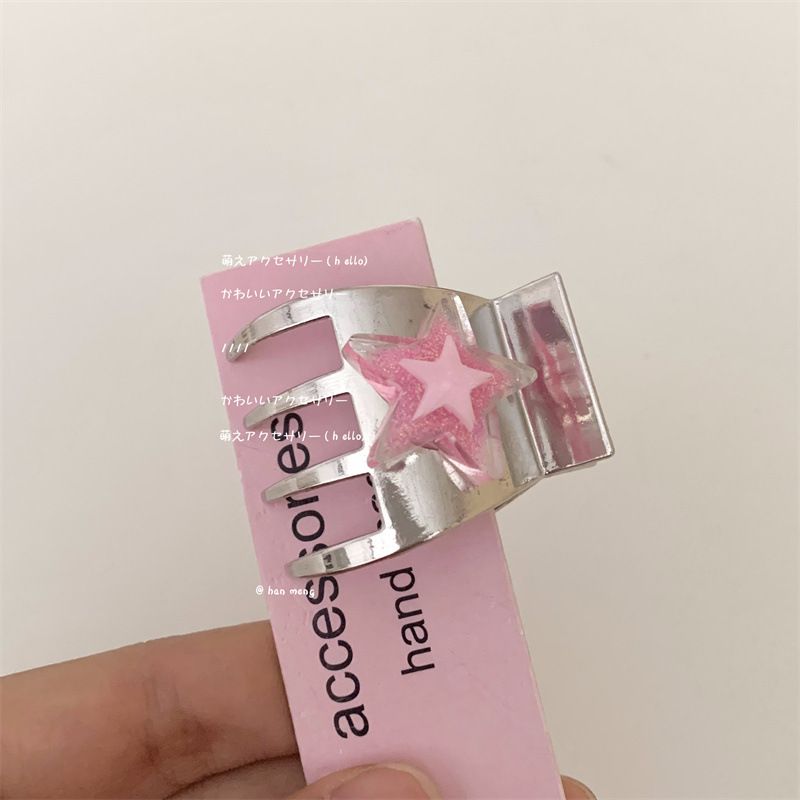 Korean version of the new colorful star hair clip hair accessory y2k dopamine girl colorful hair clip high ponytail shark clip
