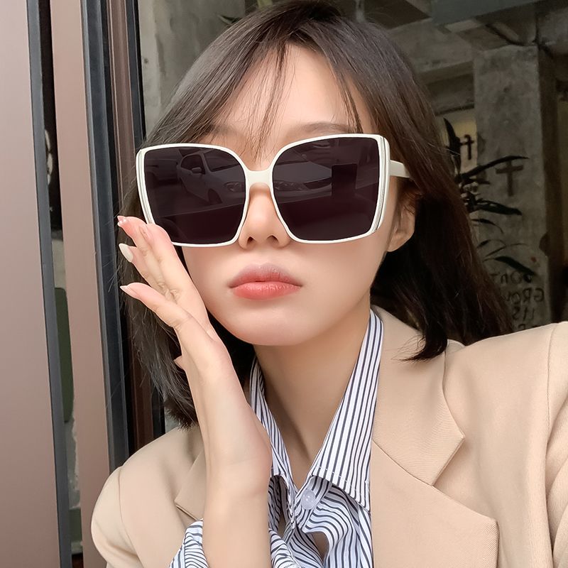墨鏡女高級感ins夏防曬大臉防紫外線高清太陽鏡2023新款白框眼鏡