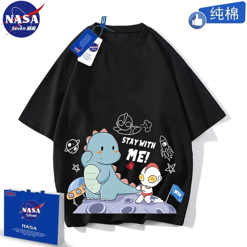 NASA联名卡通奥特曼衣服儿童夏季纯棉T恤男孩超人打怪兽透气短袖